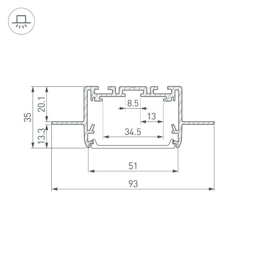 Профиль SL-LINIA55-FANTOM-2500 ANOD (Arlight, Алюминий) - фото 3