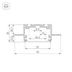 Профиль SL-LINIA55-FANTOM-2500 ANOD (Arlight, Алюминий)