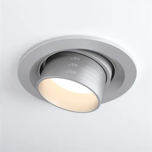 Встраиваемый светодиодный светильник с регулировкой угла освещения 9920 LED 15W 4200K серебро - фото