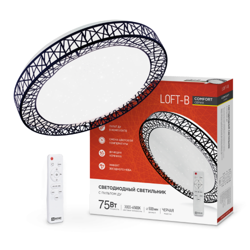 Светильник светодиодный COMFORT LOFT-B 75Вт 230В 3000-6500K 6000Лм 500x105мм с пультом ДУ IN HOME - Фото