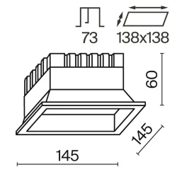 Встраиваемый светильник Okno 3000-4000-6000K 18W 100° IP 44 (Белый)