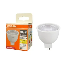 Лампа светодиодная MR16 10W/2700K (=100W) 90° 230V GU5.3 | LED Star 3Y | - OSRAM