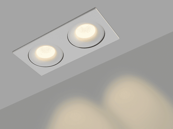 Корпус светильника потолочный встраиваемый  наклонно-поворотный, COMBO-2S2-WH, Белый, IP20, COMBO-2S2-WH. Фото 2