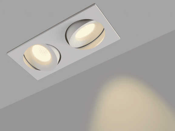 Корпус светильника потолочный встраиваемый  наклонно-поворотный, COMBO-2S2-WH, Белый, IP20, COMBO-2S2-WH. Фото 3