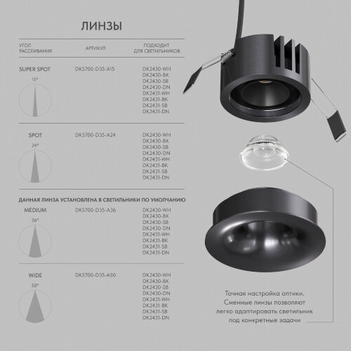 DK2430-DN Встраиваемый светильник SHINE GLOW 15Вт, 3000-4000К, IP20, темный никель, алюминий. Фото 3