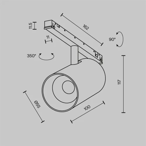 Трековый светильник Фокус / Focus Led Exility X 2700-6000K 12Вт 36° Dim Dali2 (Черный) TR243-4-12WTW-DD2-B - фото 12