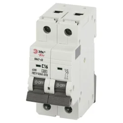 Выключатель автоматический 2п C 16А 6кА ВА47-63 PRO VA63-2P16C6 Эра Б0063153
