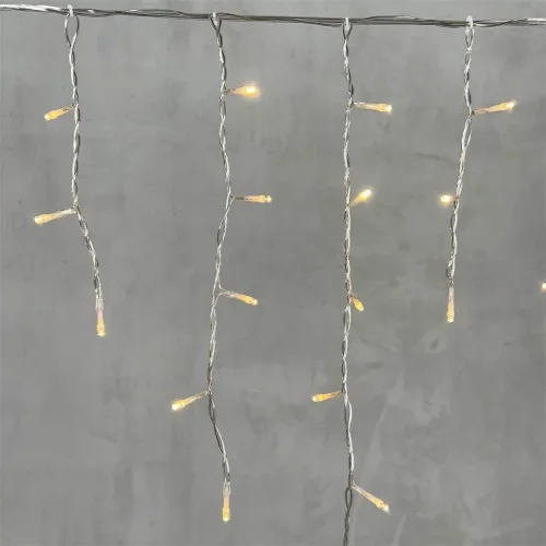 Гирлянда Бахрома 4,9 x 0,5 м Тепло-Белая 220В, 240 LED, Провод Прозрачный ПВХ, IP54. Фото 2.