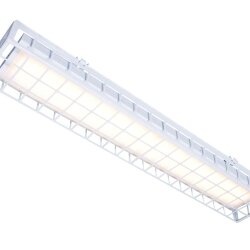 Накладной светодиодный светильник для спортзалов с защитной решеткой 60 Вт IP65 1280х250х95 мм 3000К Опал