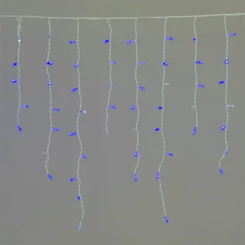 Гирлянда Бахрома 3,2 x 0,9 м Синяя с Мерцанием Белого Диода 220В, 168 LED, Провод Белый К. Фото 1.