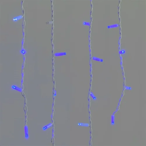 Гирлянда Бахрома 3,2 x 0,9 м Синяя с Мерцанием Белого Диода 220В, 168 LED, Провод Белый К. Фото 2.