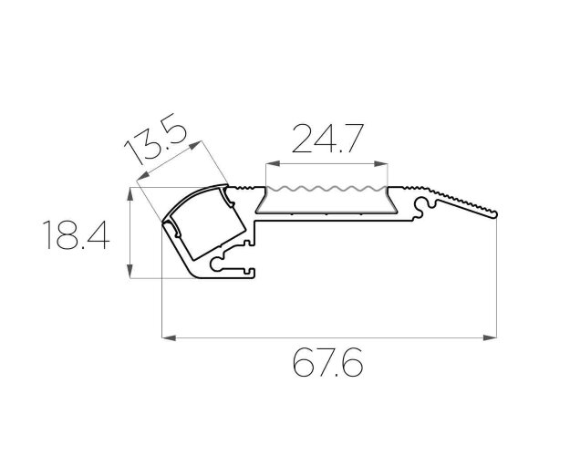 Профиль алюминиевый для ступеней без резиновой вставки LC-PDS-1867-2 Anod - фото 3