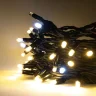 Гирлянда Нить 10м Тепло-Белая с Мерцанием Белого Диода 220В, 100 LED, Провод Черный Каучук, IP65. Фото 3.