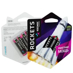 Элемент питания алкалиновый AAA/LR03 Kosmos premium ROCKETS (блист.4шт) КОСМОС KOSLR03ROCKETS4BL