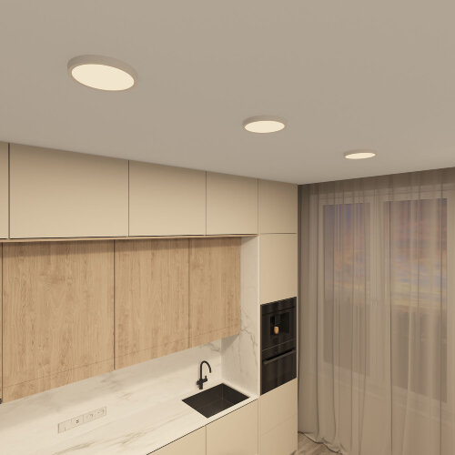 DK6520-WH Накладной светильник THIN, IP40, 18W, 3000K/4000K/6500K, переключатель цветовой температуры на корпусе, белый, полимер. Фото 2