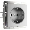 Розетка с заземлением и шторками (серебряный матовый) W1171165 - фото
