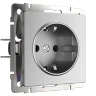 Розетка с заземлением и шторками (серебряный матовый) W1171165 - фото 2