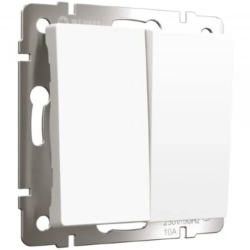 Выключатель двухклавишный (белый матовый) W1120061 - фото