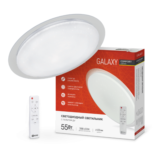 Светильник светодиодный COMFORT GALAXY 55Вт 230В 3000-6500K 4400Лм 455x65мм с пультом ДУ IN HOME - Фото 2