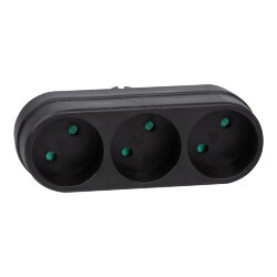 S-ES3-16O BLACK Разветвитель сетевой, б-з, 3 гнезда, 16А, 3500Вт, Черный