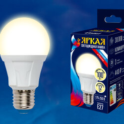 LED-A60 12W-WW-E27-FR PLP01WH Лампа светодиодная, Форма А, матовая, Серия Яркая, Теплый белый свет 3000K