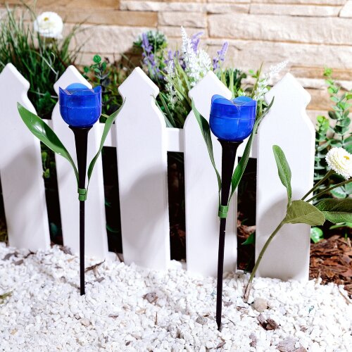 USL-C-454-PT305 BLUE TULIP Садовый светильник на солнечной батарее Синий тюльпан, Белый свет, 1xLR аккумулятор в-к, IP44. - фото 5