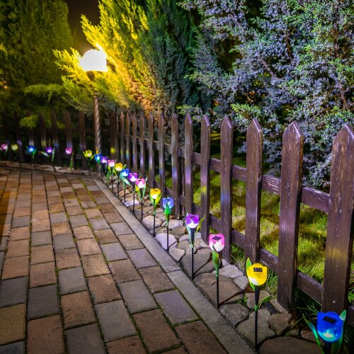 USL-C-454-PT305 BLUE TULIP Садовый светильник на солнечной батарее Синий тюльпан, Белый свет, 1xLR аккумулятор в-к, IP44. - фото 10