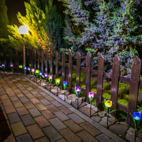 USL-C-454-PT305 BLUE TULIP Садовый светильник на солнечной батарее Синий тюльпан, Белый свет, 1xLR аккумулятор в-к, IP44. - фото 11