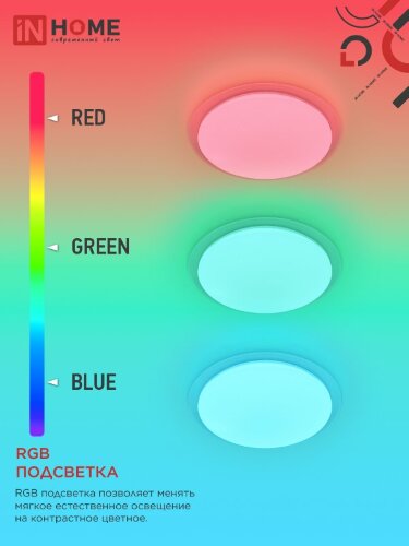 Светильник светодиодный COMFORT GALAXY-RGB 125Вт 230В 3000-6500K 10000Лм 565x80мм с пультом ДУ IN HOME - Фото 5