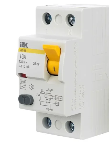 Выключатель дифференциального тока (УЗО) 2п 16А 10мА тип AC ВД1-63 KARAT IEK MDV10-2-016-010 - фото 8