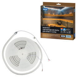 ULS-N40-2835-120LED-m-16mm-IP68-DC24V-10W-m-5M-6500K NEON SET01 Комплект светодиодной ленты для бань и саун, до +100С, катушка 5м, Дневной свет 6500К, Крепление в-к, TM Uniel