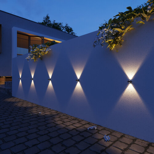 Уличный настенный светильник со светодиодами Lenses черный - Фото 4