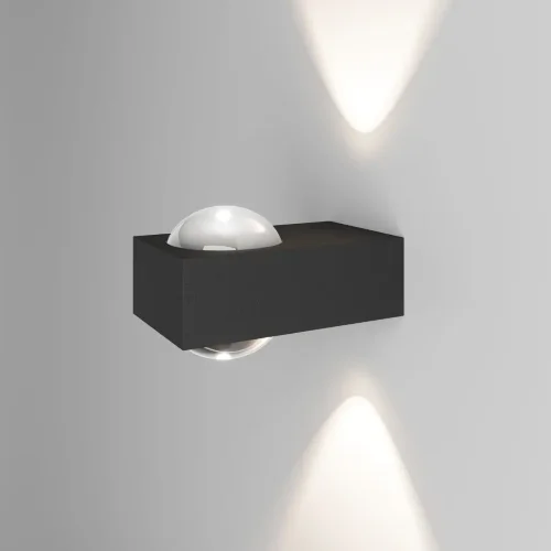 Уличный настенный светильник со светодиодами Lenses черный 35191/W - фото