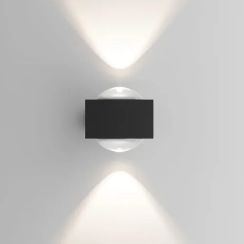 Уличный настенный светильник со светодиодами Lenses черный 35191/W - фото 2