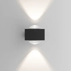 Уличный настенный светильник со светодиодами Lenses черный 35191/W (070458)