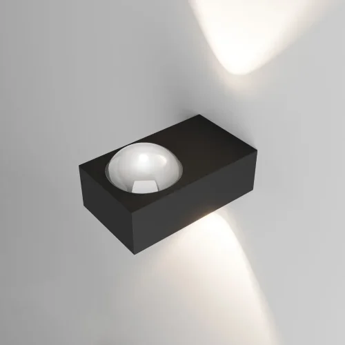 Уличный настенный светильник со светодиодами Lenses черный 35191/W - фото 3