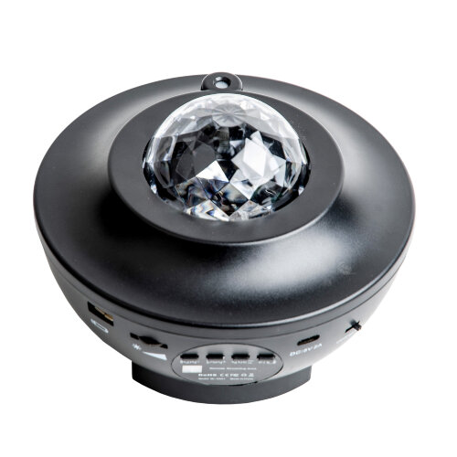 ULI-Q333 6W-RGBW BLACK Светодиодный светильник-проектор с Bluetooth, Проекция Звездное небо, Встроенный MP3 проигрыватель, 2 колонки, USB разъем, Пульт ДУ в-к, Черный - фото 2