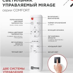 Светильник светодиодный COMFORT MIRAGE 75Вт 230В 3000-6500K 6000Лм 500x105мм с пультом ДУ IN HOME