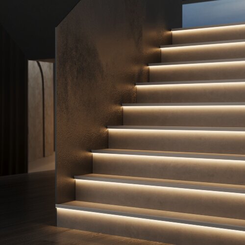 LL-2-ALP025&nbsp;Встраиваемый алюминиевый профиль для подсветки ступеней (под ленту до 11mm) - Фото 4