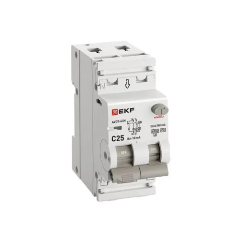Выключатель автоматический дифференциального тока 2п (1P+N) C 25А 10мА тип A 6кА АВДТ-63N (электрон.) PROxima EKF D63N26EA25C10 - фото 2