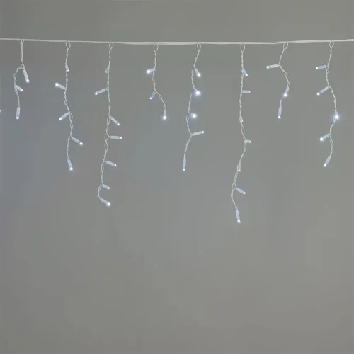 Гирлянда Бахрома 3,1 x 0,5 м Белая 220В, 120 LED, Провод Белый Каучук 2,3мм, IP65. Фото 1.