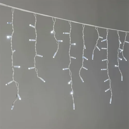 Гирлянда Бахрома 3,1 x 0,5 м Белая 220В, 120 LED, Провод Белый Каучук 2,3мм, IP65. Фото 2.