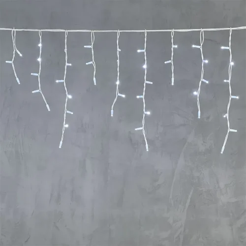 Гирлянда Бахрома 3,1 x 0,5 м Белая 220В, 120 LED, Провод Белый Каучук, IP65. Фото 6.