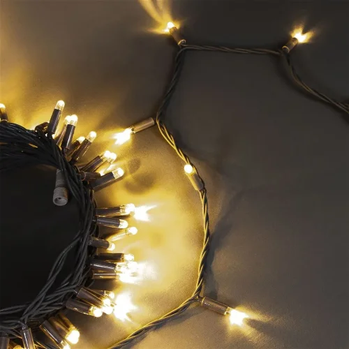 Гирлянда Нить 10м Тепло-Белая 24В, 100 LED, Провод Серый Каучук 2,3мм, IP65. Фото 4.