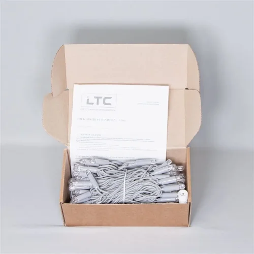 Гирлянда Нить 10м Тепло-Белая 24В, 100 LED, Провод Серый Каучук 2,3мм, IP65. Фото 7.