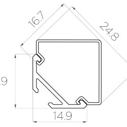 Профиль алюминиевый LC-LSU-1515-2 Anod
