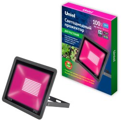 ULF-P42-100W-SPBR IP65 180-260V BLACK Прожектор для растений светодиодный, Спектр для рассады и досвечивания в период роста, Цвет черный, TM Uniel