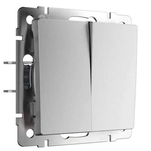 Выключатель двухклавишный (серебряный матовый W1120065 - фото