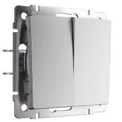 Выключатель двухклавишный (серебряный матовый W1120065