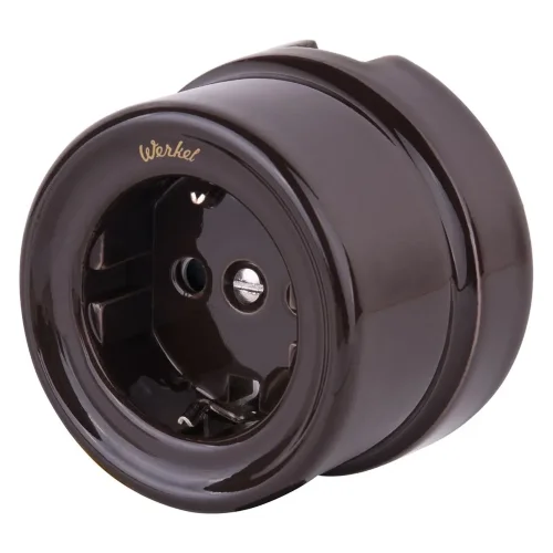 Розетка с заземлением коричневый ретро W5671014 - фото